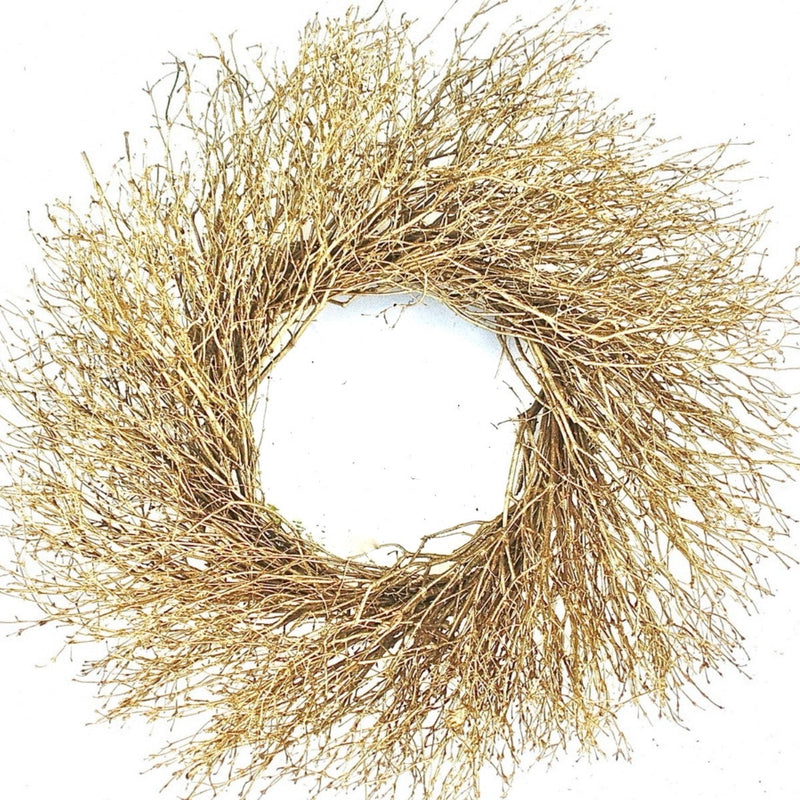 Dried Quail Brush Wreath - Christmas | Gold