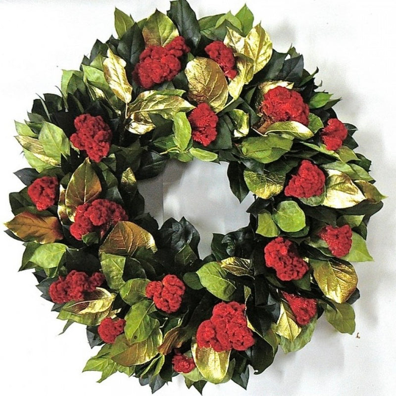 Dried Gold Holiday Celosia Wreath | 22" and 30"