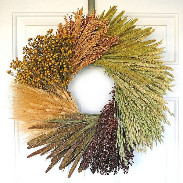 Dried Assorted Grains Wreath - 19 inch