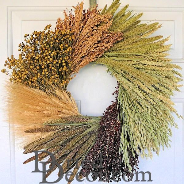 Dried Assorted Grains Wreath - 19 inch