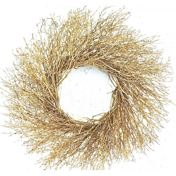 Dried Quail Brush Wreath | Gold