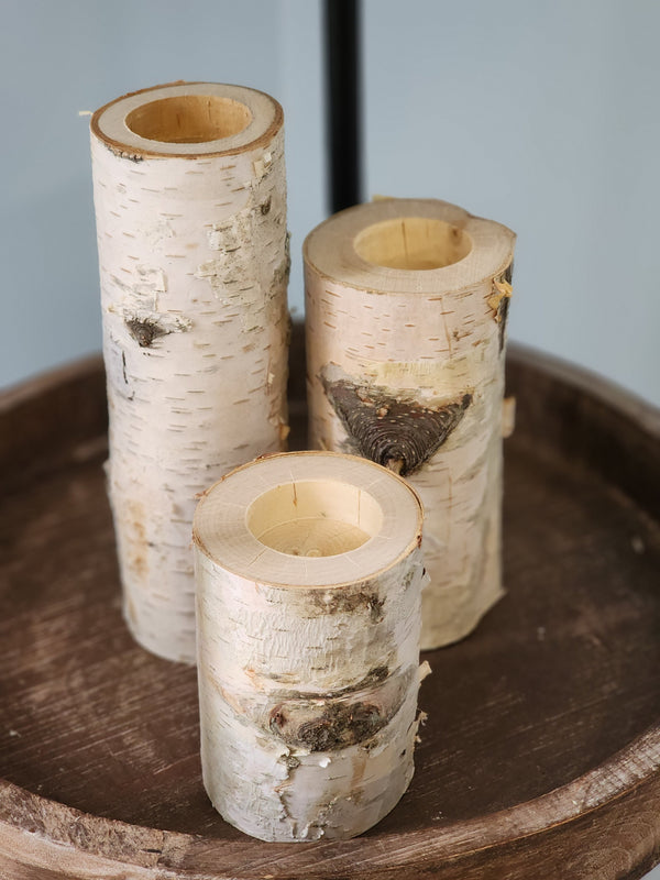 White Birch Pillar Holders (Case of 24)